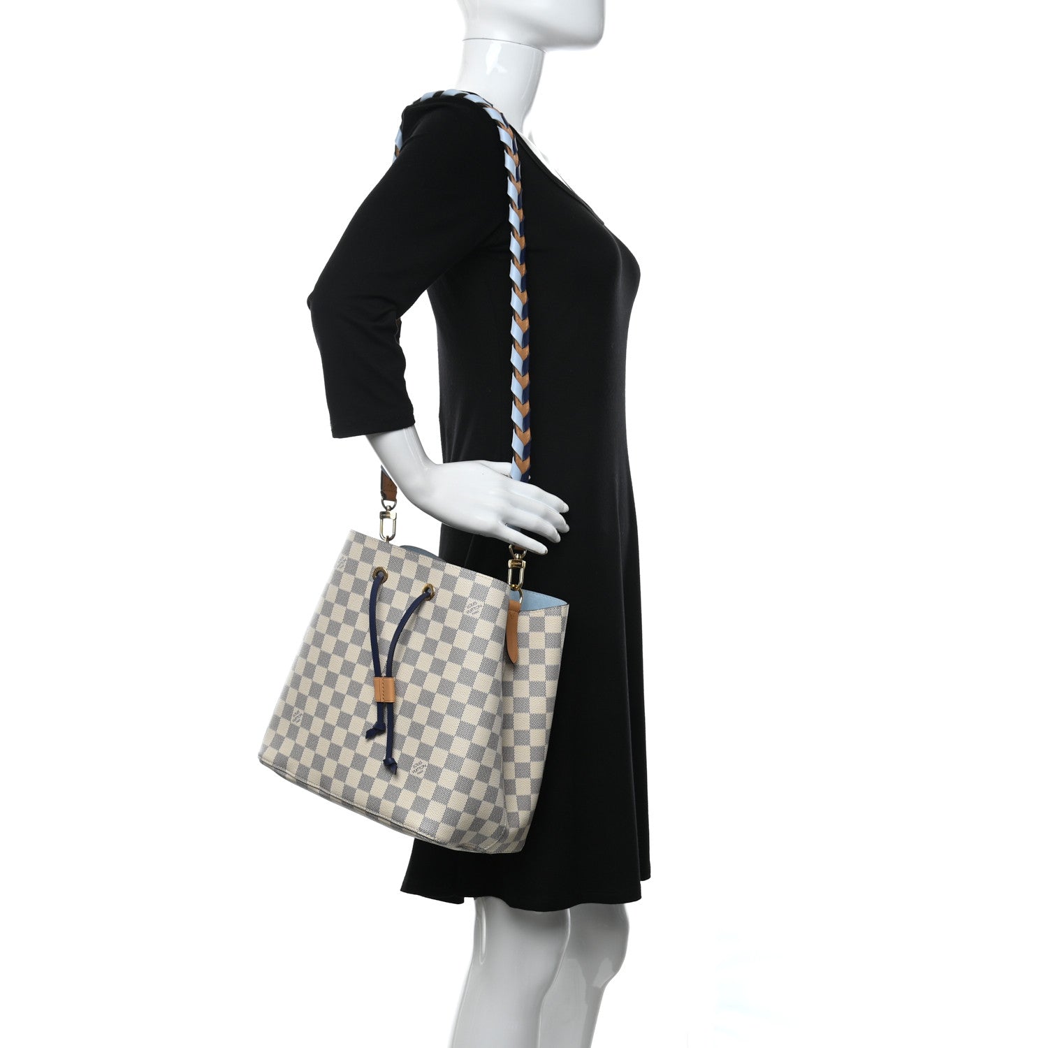 Louis Vuitton Damier Azur Braided Neonoe MM Blue 2 of 12