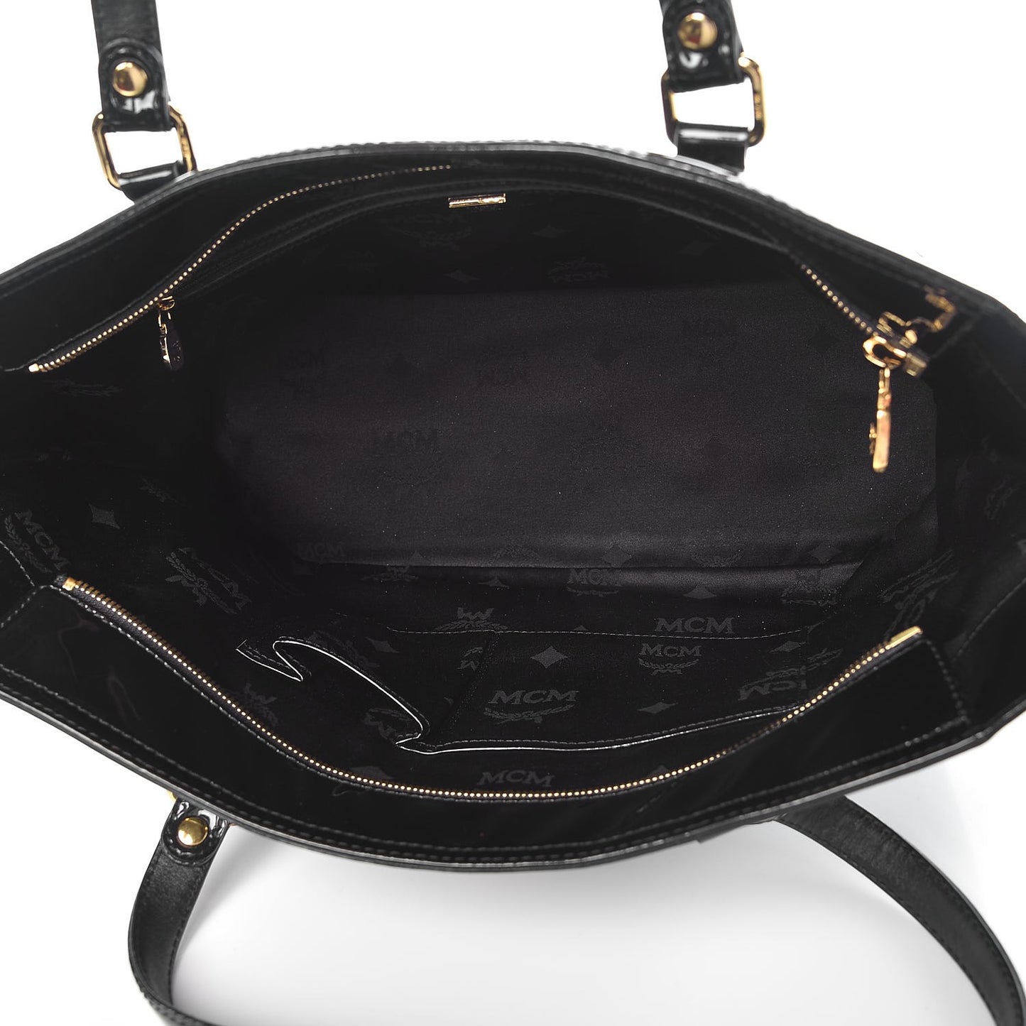 Monogram Patent Shopping Tote Black
