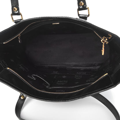 MCM Monogram Patent Shopping Tote Black 7 of 14
