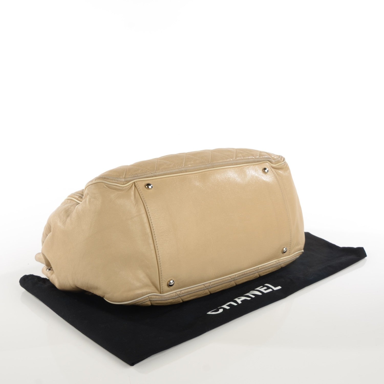 Chanel Lambskin Large East West Accordion Flap Beige 4 of 10