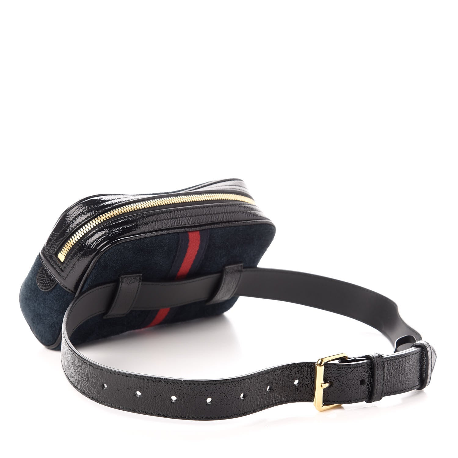 Gucci Suede Patent Small Ophidia Belt Bag 75 30 Blue Black 3 of 9