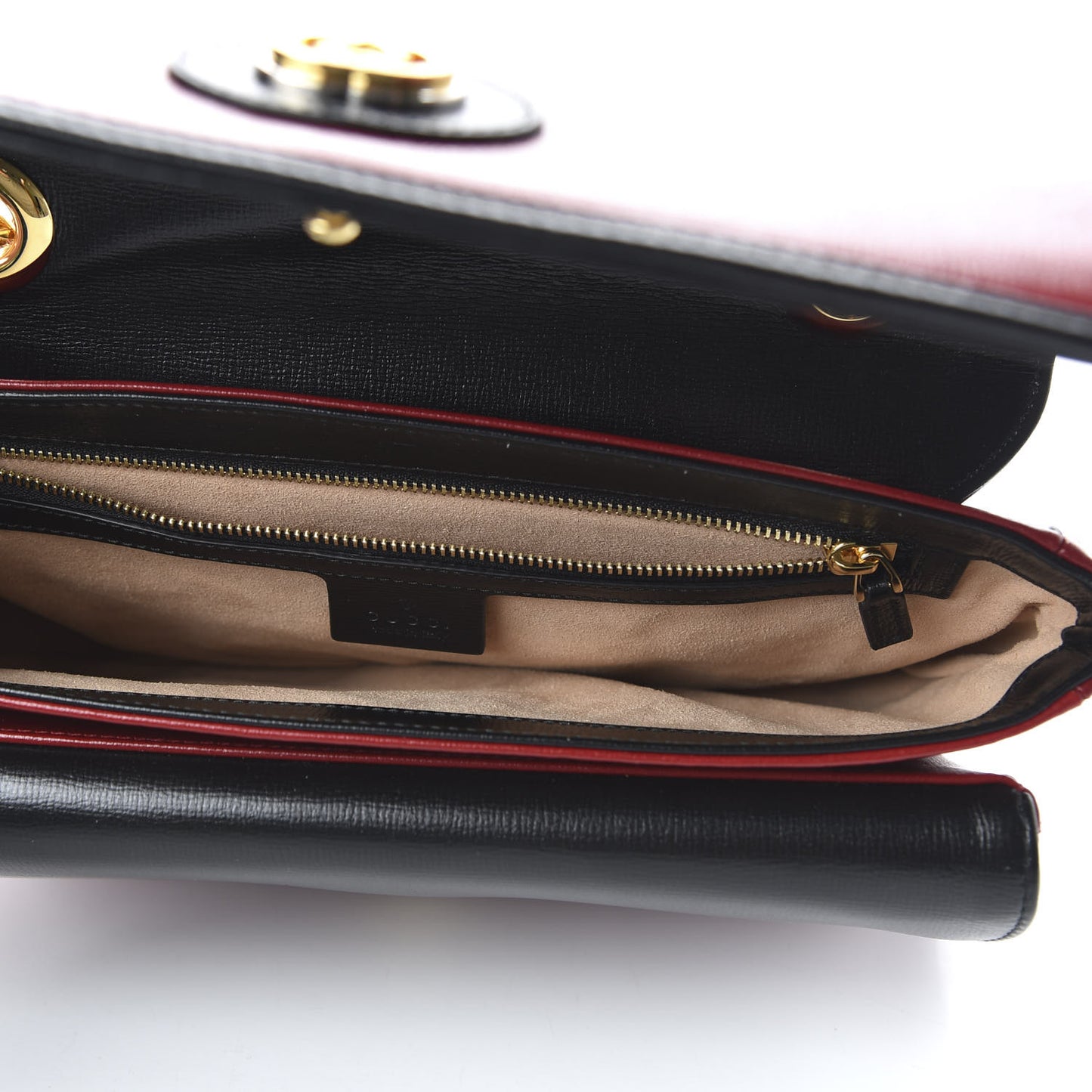 Azalea Calfskin Bi-Color Small Marina Chain Shoulder Bag New Cherry Red Black