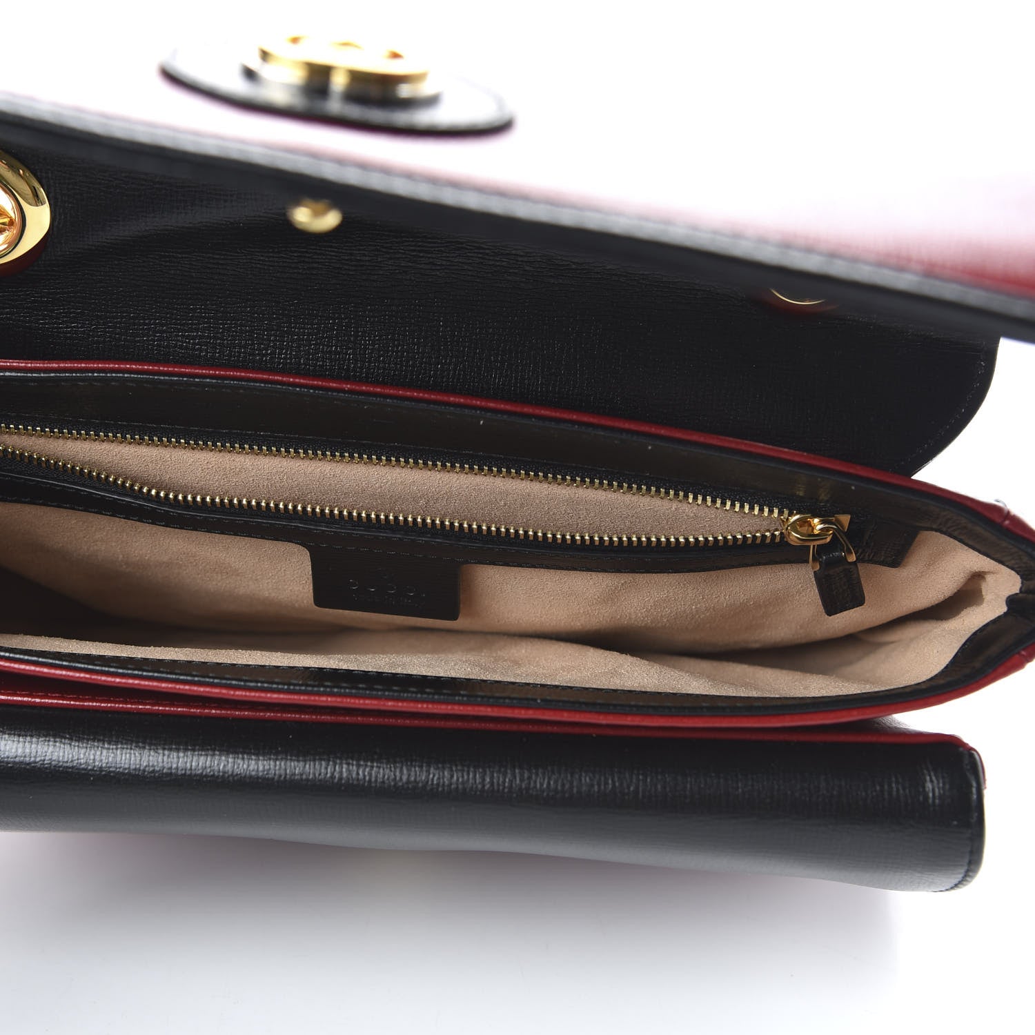 Gucci Azalea Calfskin Bi-Color Small Marina Chain Shoulder Bag New Cherry Red Black 5 of 10