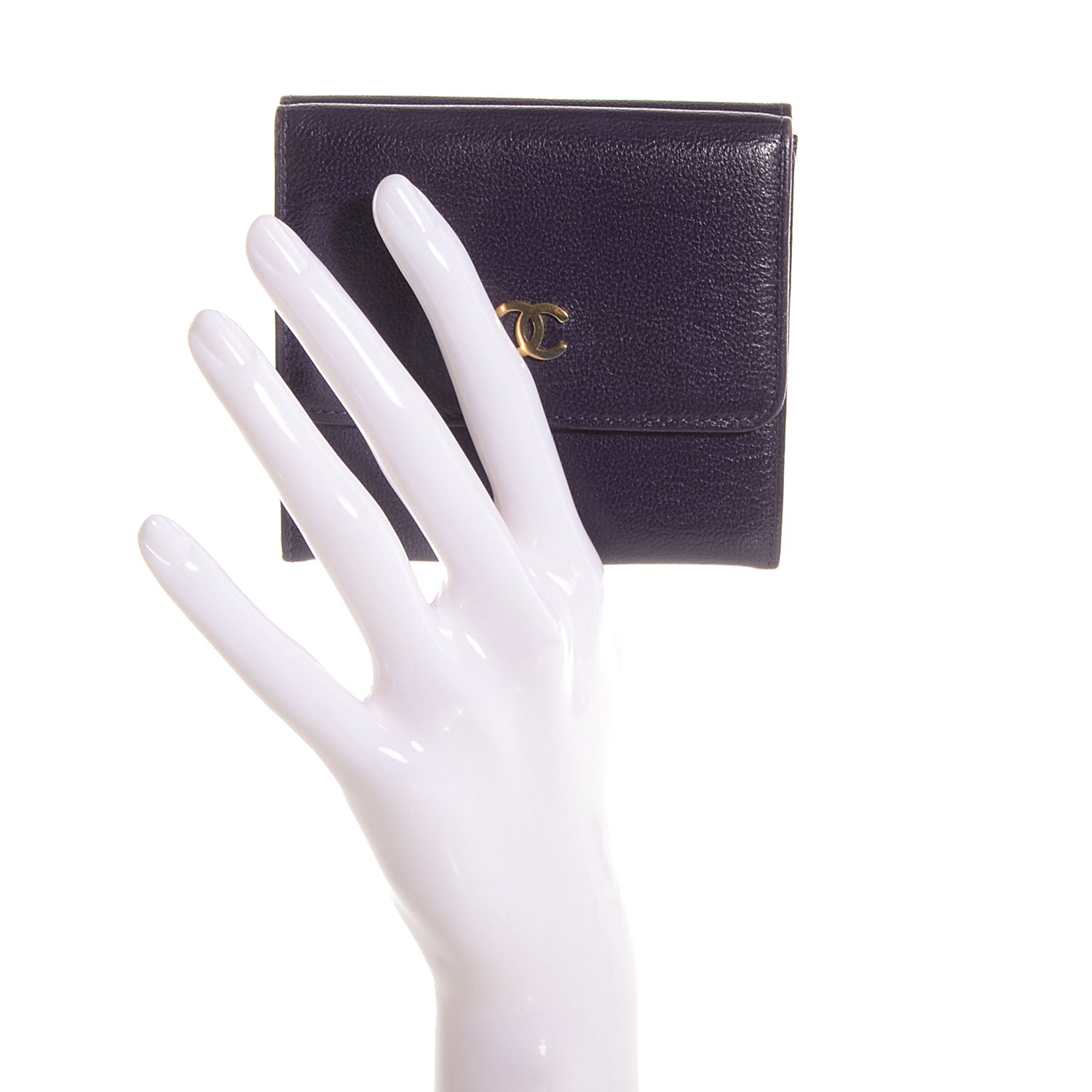 Chanel Chevre Goatskin Compact CC Flap Wallet Purple 2 of 9