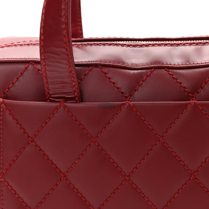 Chanel Calfskin Stitch Surpique Bowler Red 12 of 15