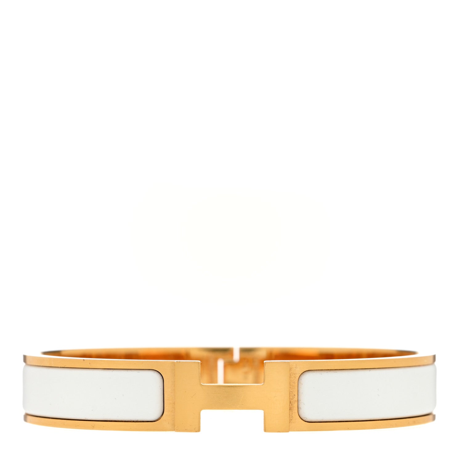 Hermes Matte Enamel Narrow Clic Clac HH Bracelet PM White 1 of 3
