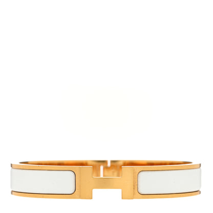 Hermes Matte Enamel Narrow Clic Clac HH Bracelet PM White 1 of 3