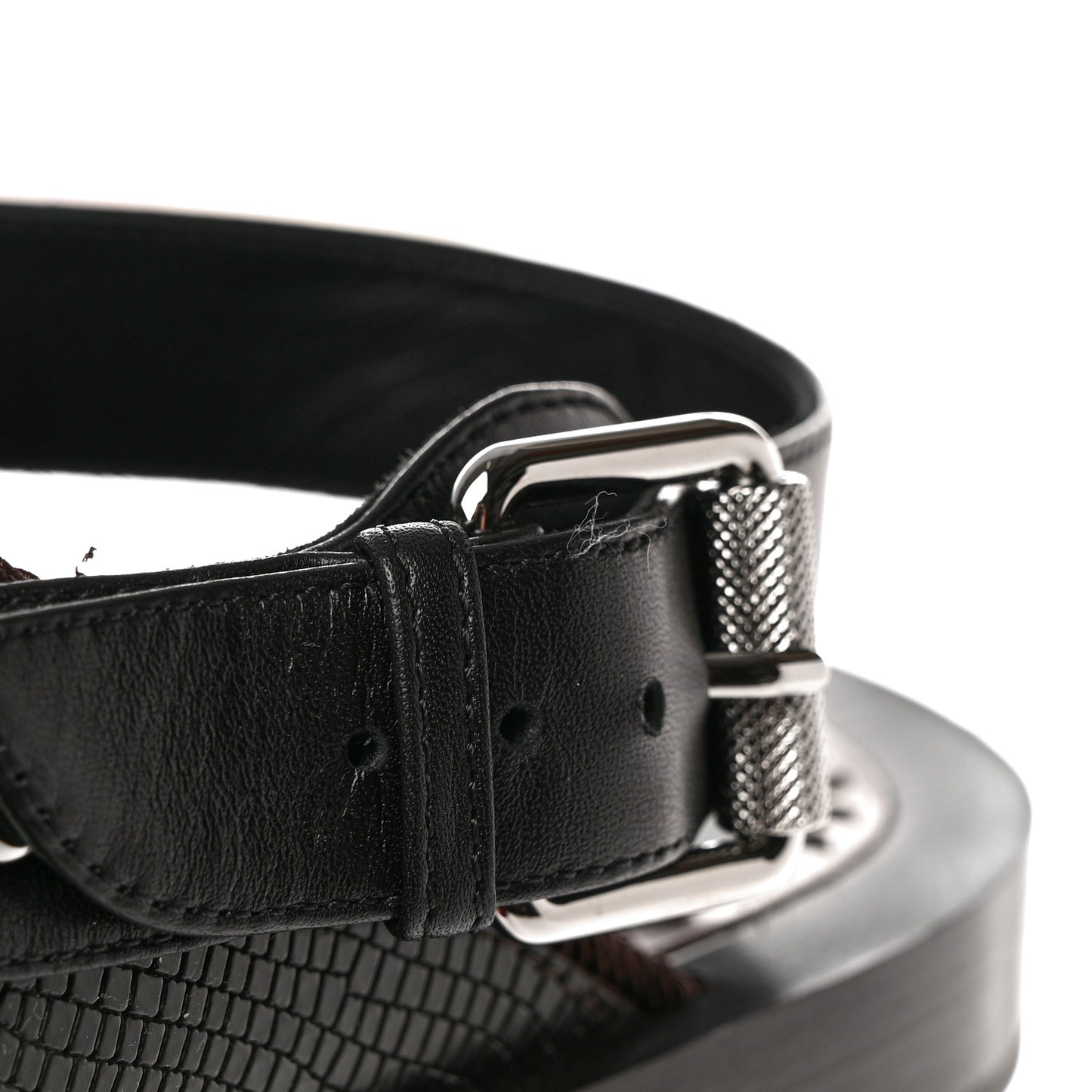 Calfskin Iguana Embossed Elba Flat Sandals 39 Testa Di Moro Black