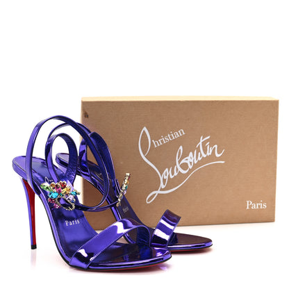 Christian Louboutin Metallic Patent Crystal Goldie Joli 100 Sandals 39.5 Elektra 10 of 10
