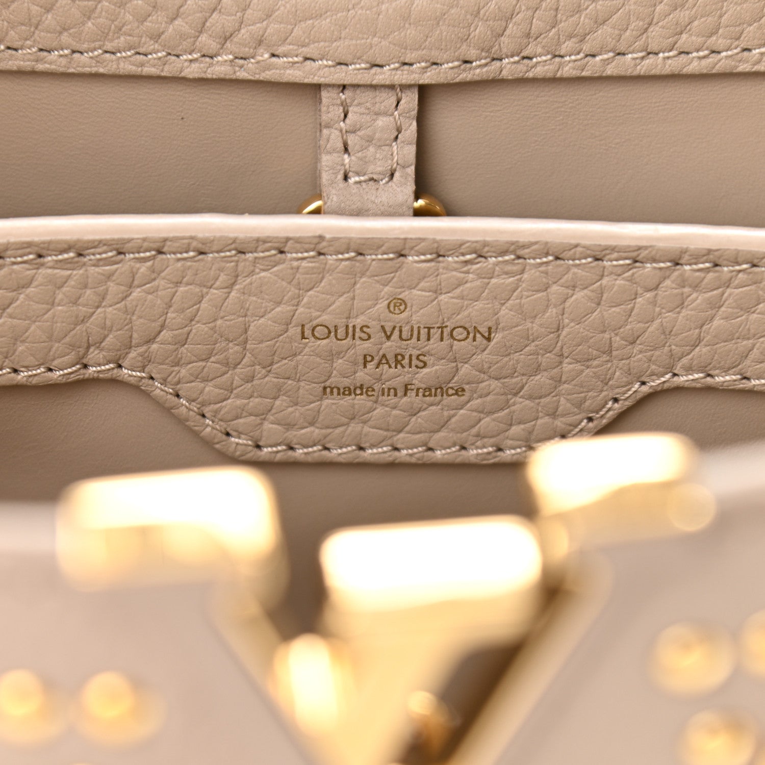 Louis Vuitton Taurillon Studded Sol Capucines PM Galet 6 of 9