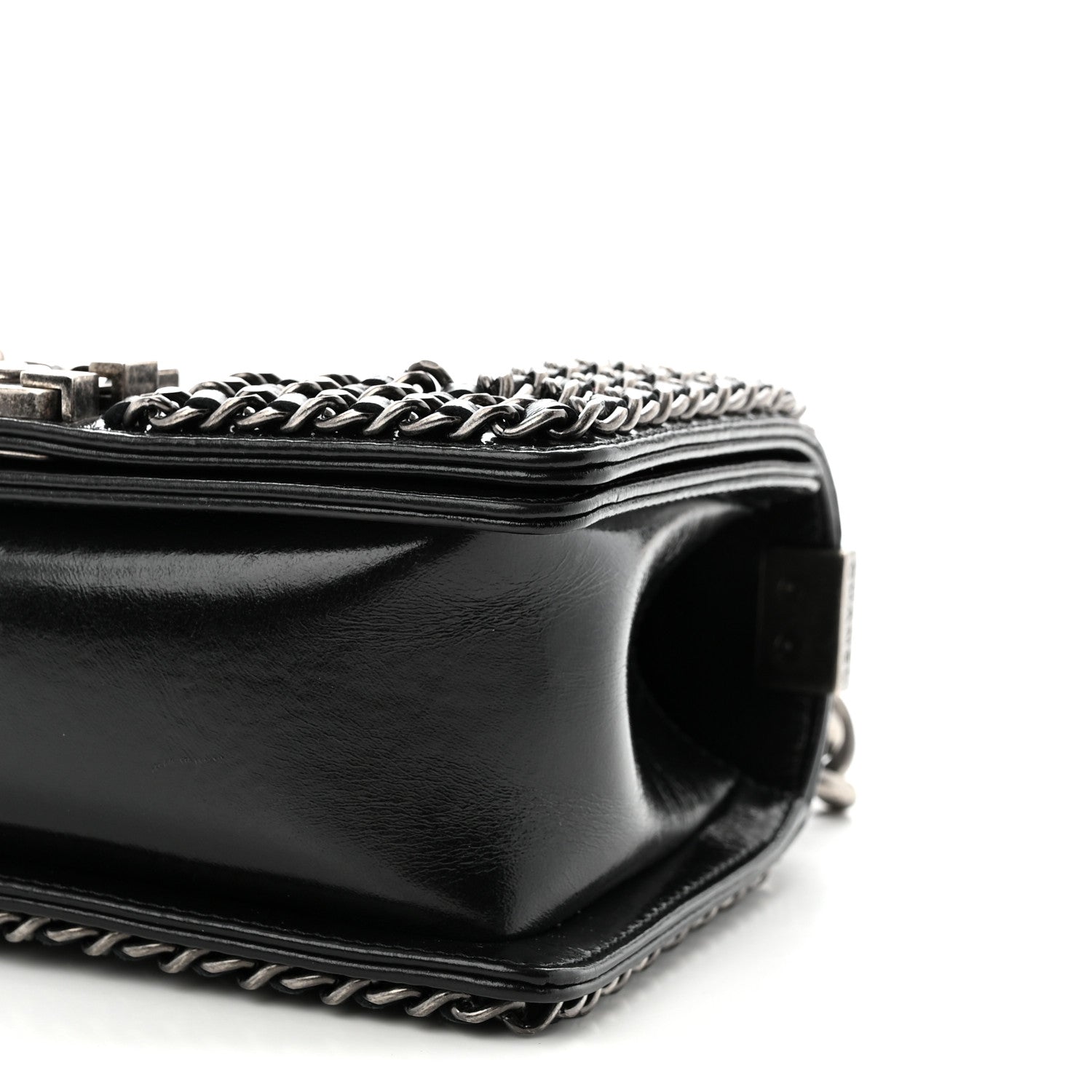 Chanel Glazed Calfskin Quilted Small Boy Chained Flap Black 10 of 11