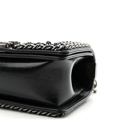 Chanel Glazed Calfskin Quilted Small Boy Chained Flap Black 10 of 11