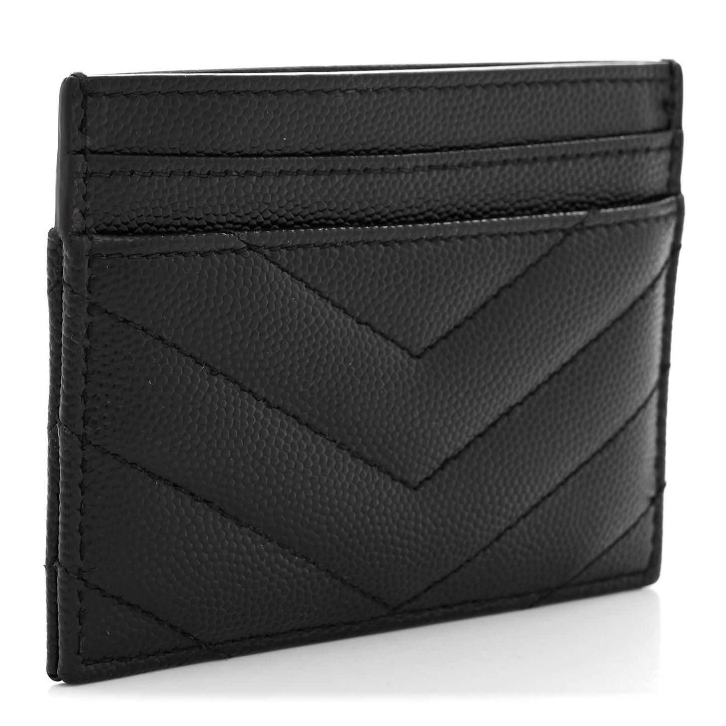 Grain De Poudre Matelasse Chevron Monogram Credit Card Case Black
