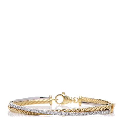 David Yurman 18K White Yellow Gold Diamond Crossover Bracelet 1 of 6
