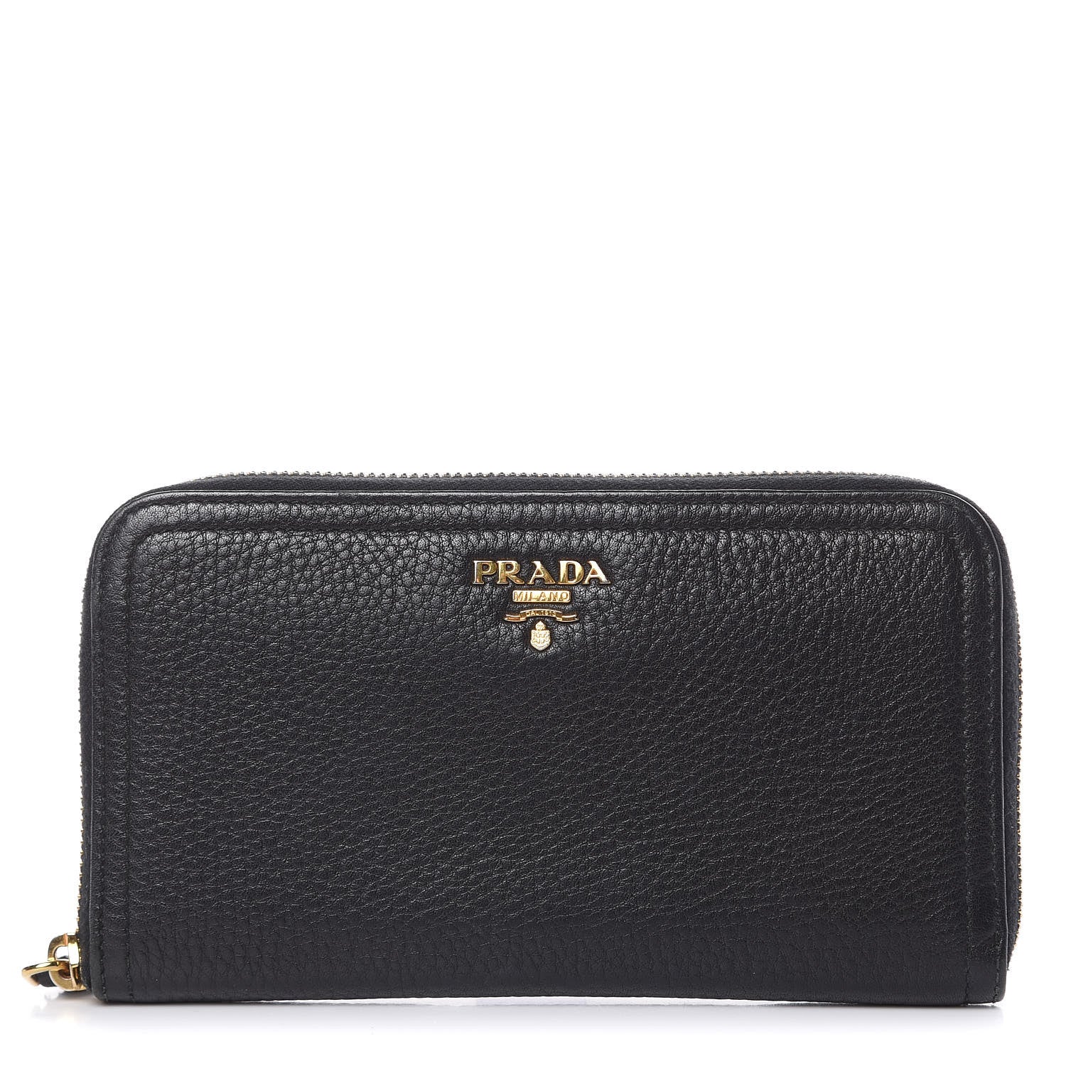 Prada Vitello Daino Zip Around Wallet Black 1 of 10