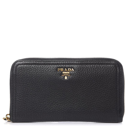 Prada Vitello Daino Zip Around Wallet Black 1 of 10