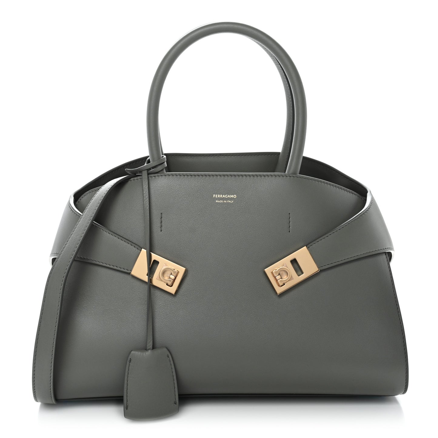Calfskin Small Hug Bag Ash Grey