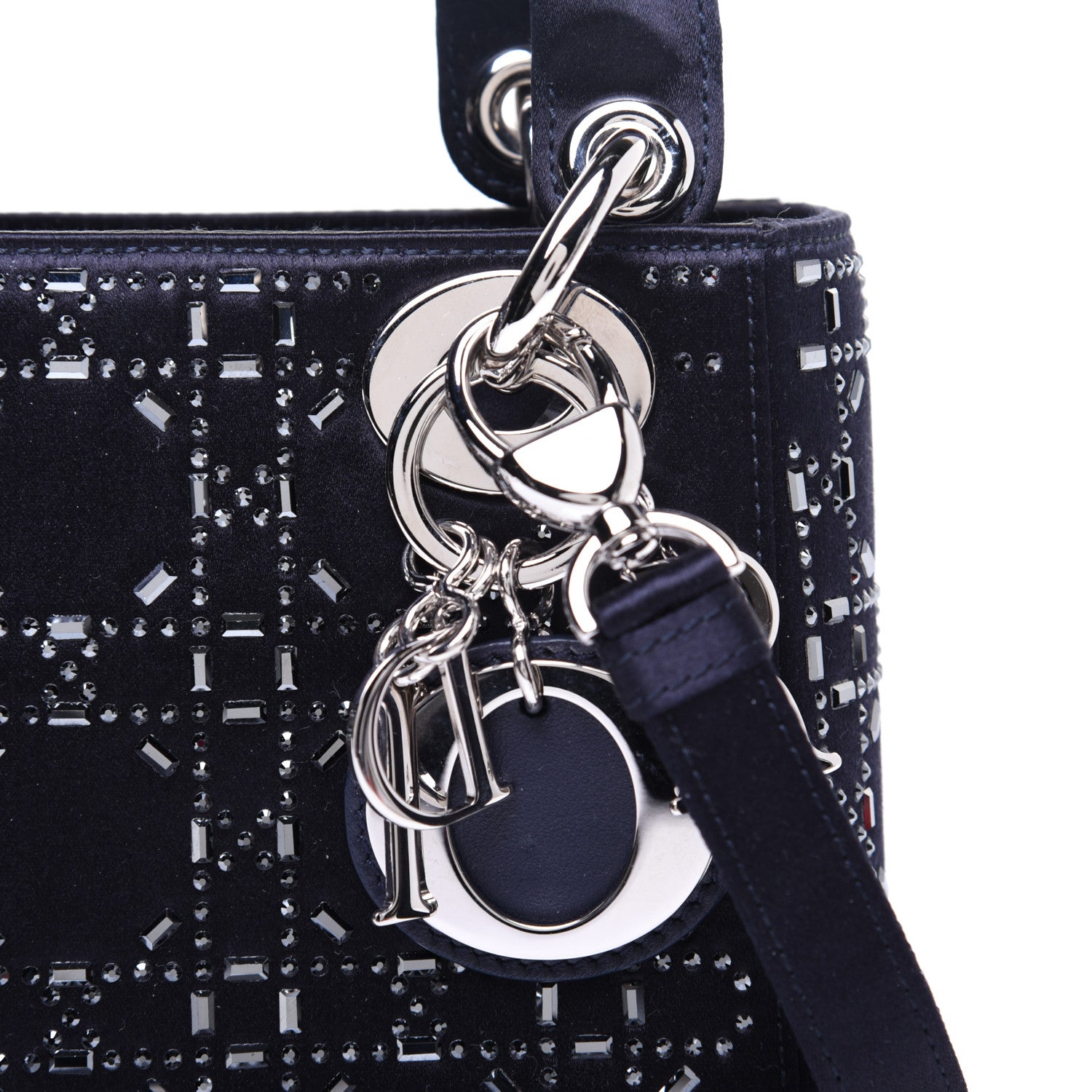 Christian Dior Satin Crystal Cannage Mini Lady Dior Navy 12 of 12