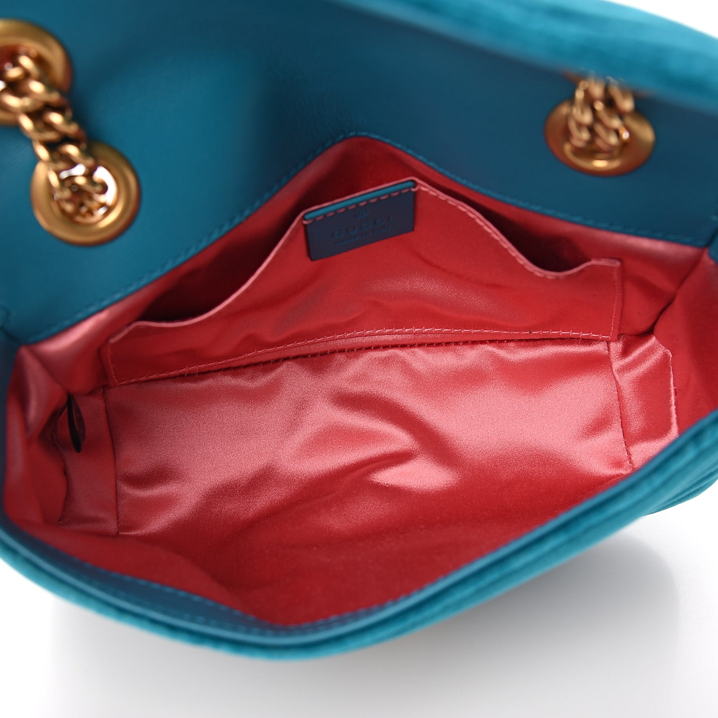 Velvet Matelasse Mini GG Marmont Shoulder Bag Pavone Cyan