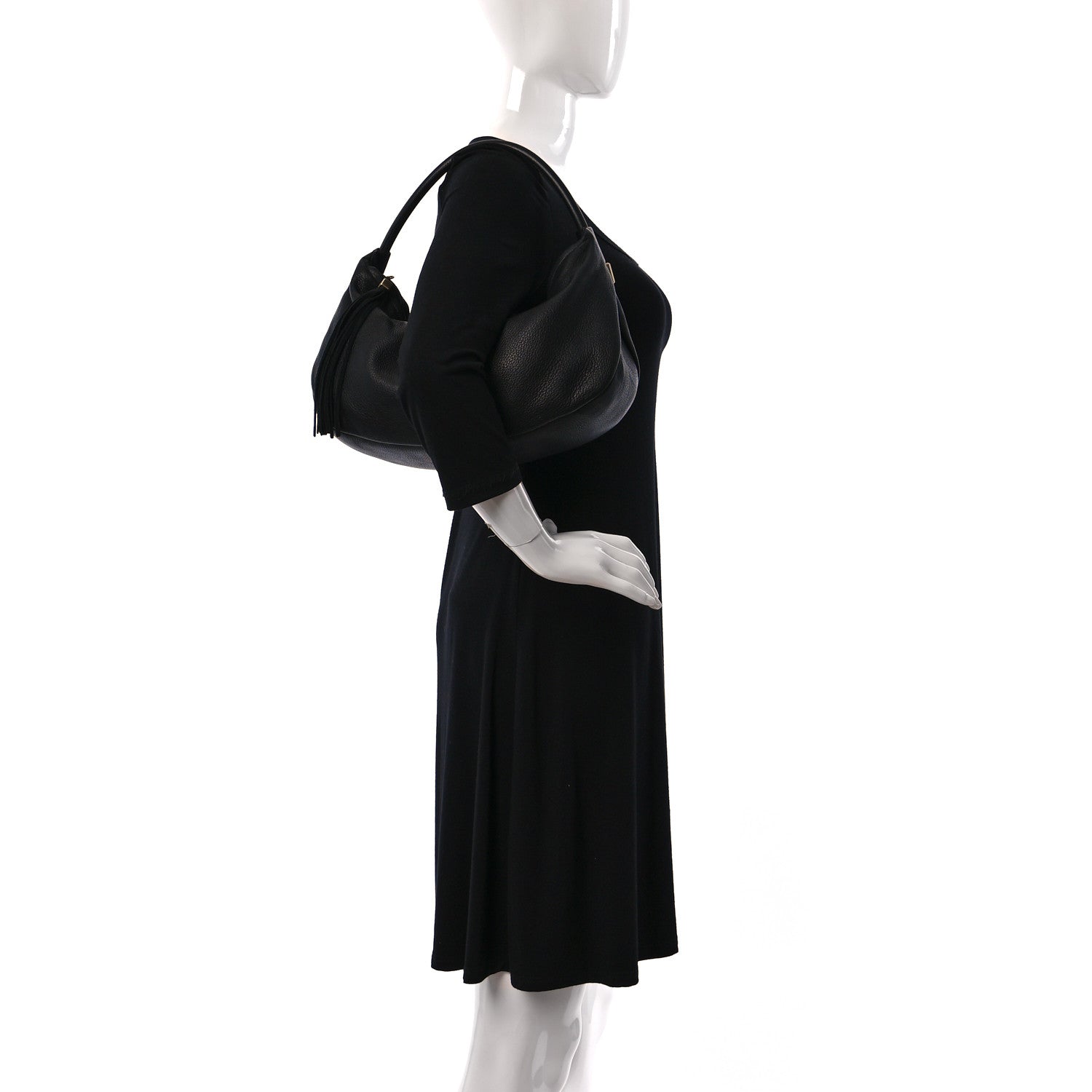 Chanel Grained Calfskin Tassel Hobo Black 2 of 9