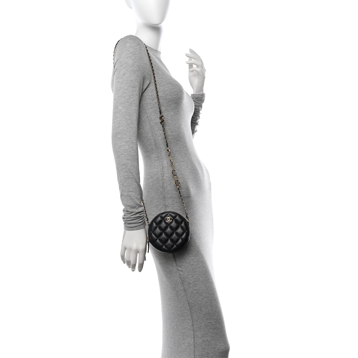 Chanel Caviar Quilted Round Coco Clutch With Chain Black 2 of 11