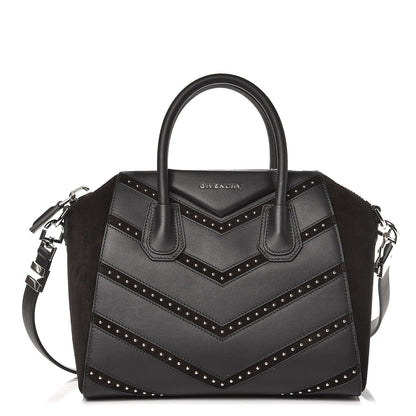 Givenchy Calfskin Suede Small Studded Chevron Antigona Black 1 of 9
