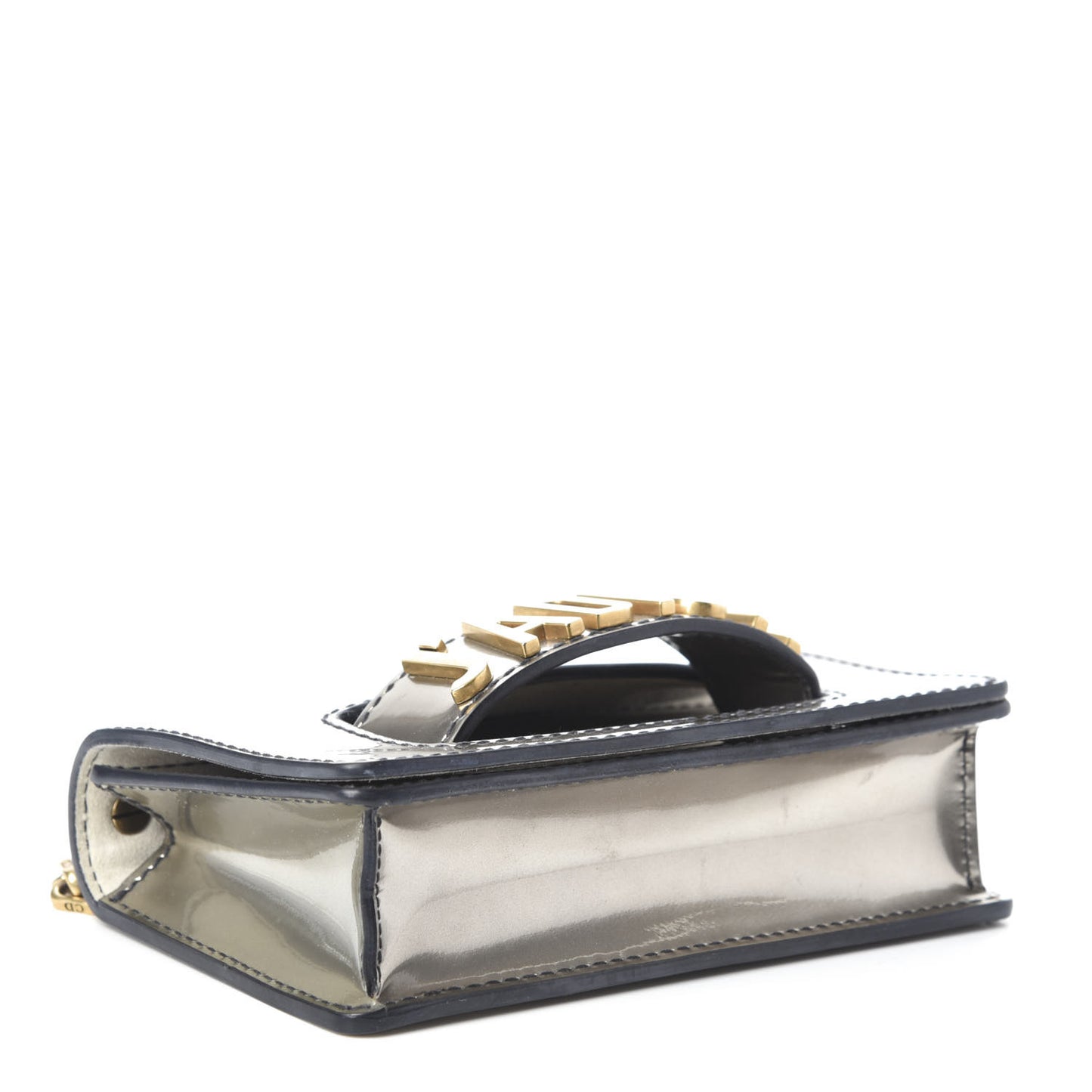Metallic Calfskin J'Adior Mini Chain Flap Bag Silver