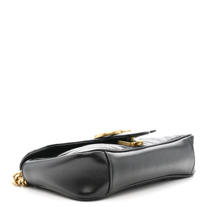 Gucci Calfskin Matelasse Mini GG Marmont Shoulder Bag Black 4 of 14