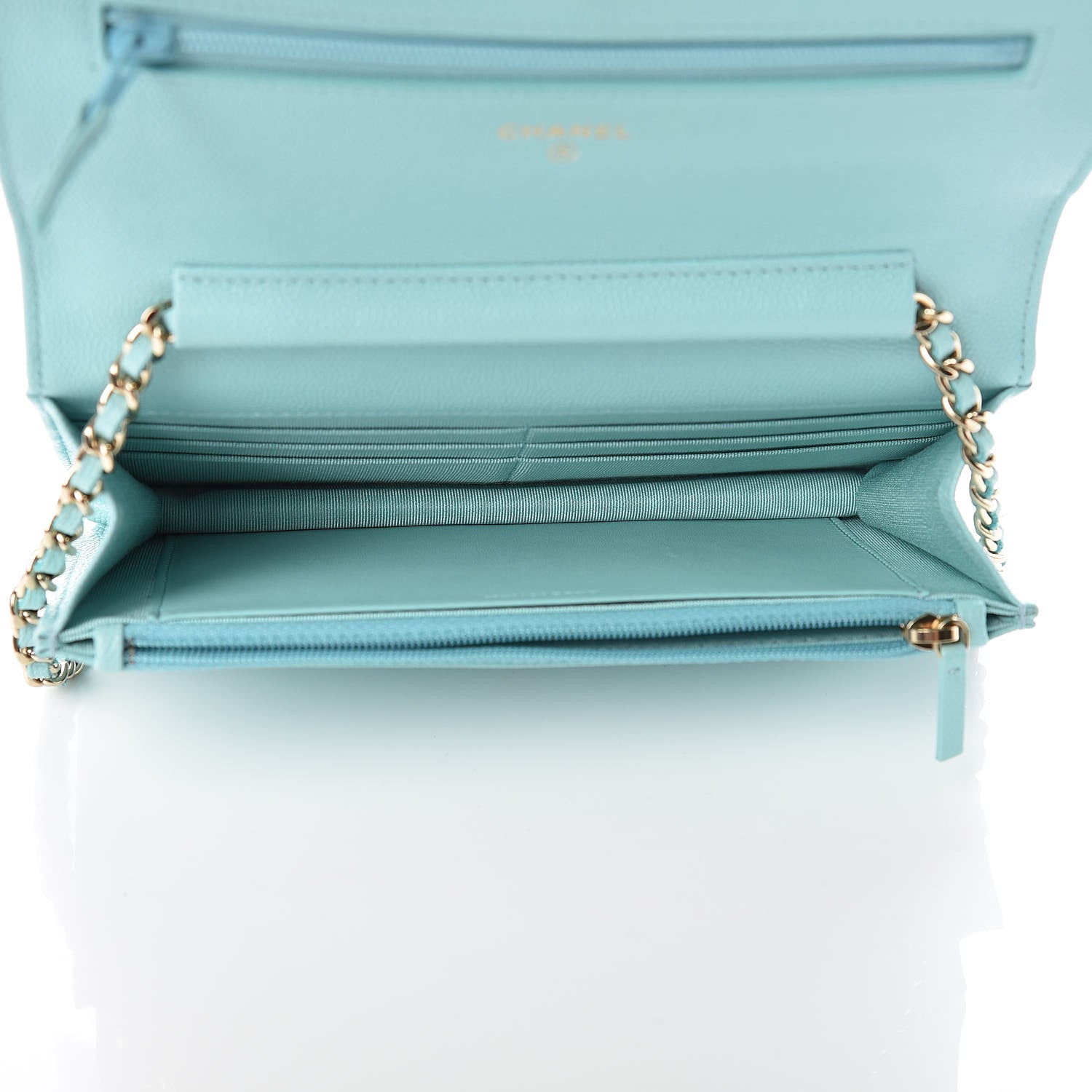 Chanel Caviar Quilted Wallet On Chain WOC Light Blue 5 of 9