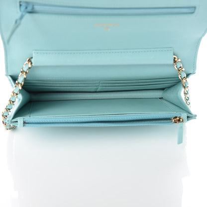Chanel Caviar Quilted Wallet On Chain WOC Light Blue 5 of 9