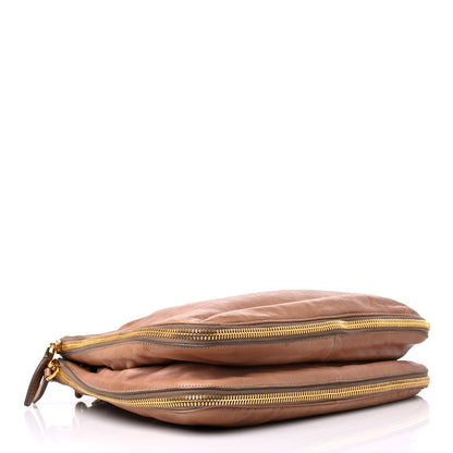 Prada Glace Calf Zippers Shoulder Bag Naturale 3 of 17