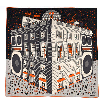 Hermes Cashmere Silk Faubourg Party Scarf 100 Naturel Taupe Orange 1 of 7