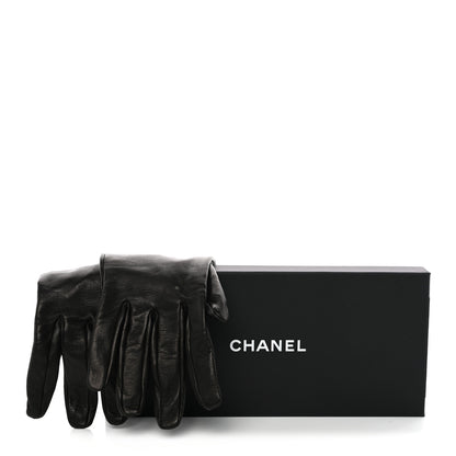 Chanel Lambskin CC Gloves 8 Black 5 of 5
