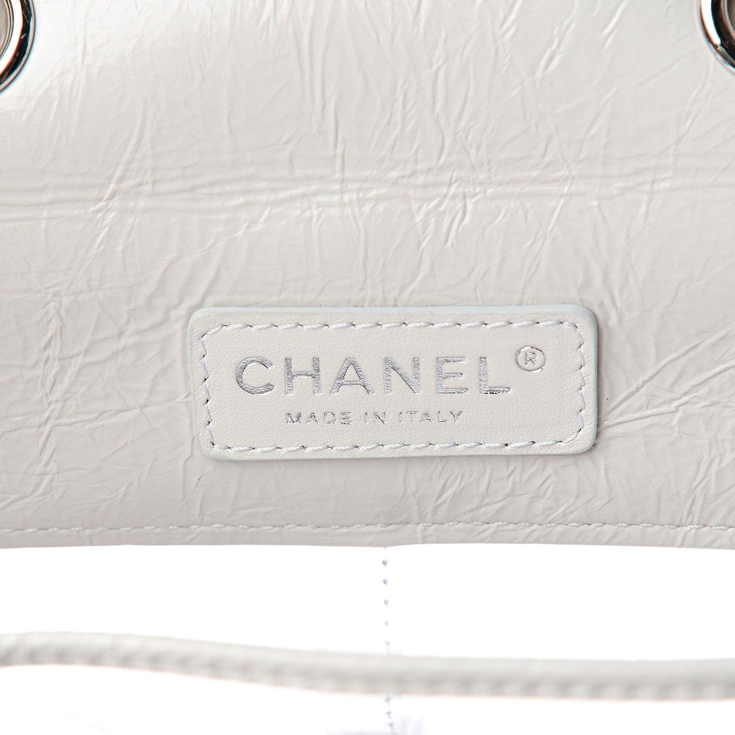 Crumpled Calfskin PVC Quilted Backpack White
