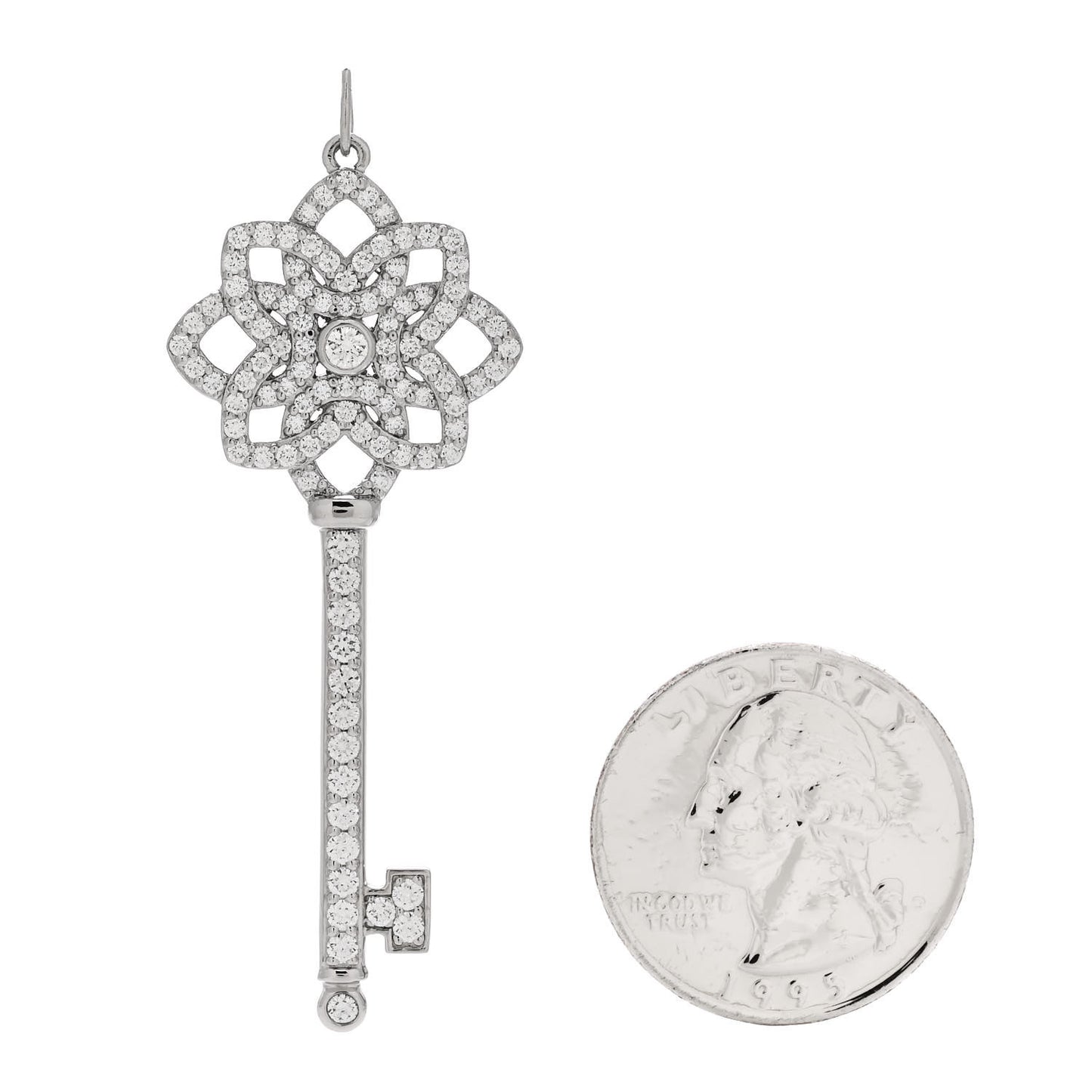Platinum Diamond Large Woven Key Pendant