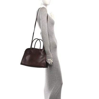 The Row Polished Saddle Calfskin Soft Margaux 12 Dark Brown 2 of 9