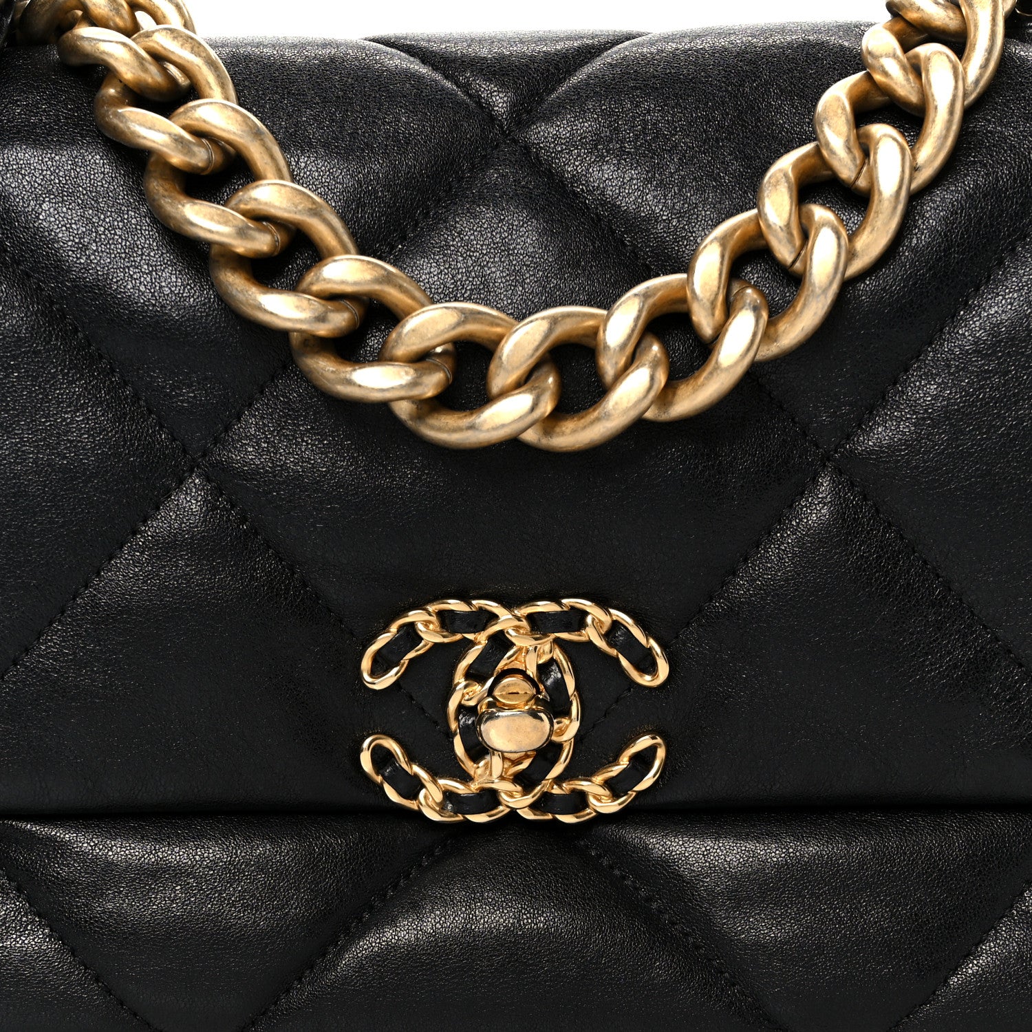 Chanel Goatskin Quilted Large Chanel 19 Flap Black 8 of 10