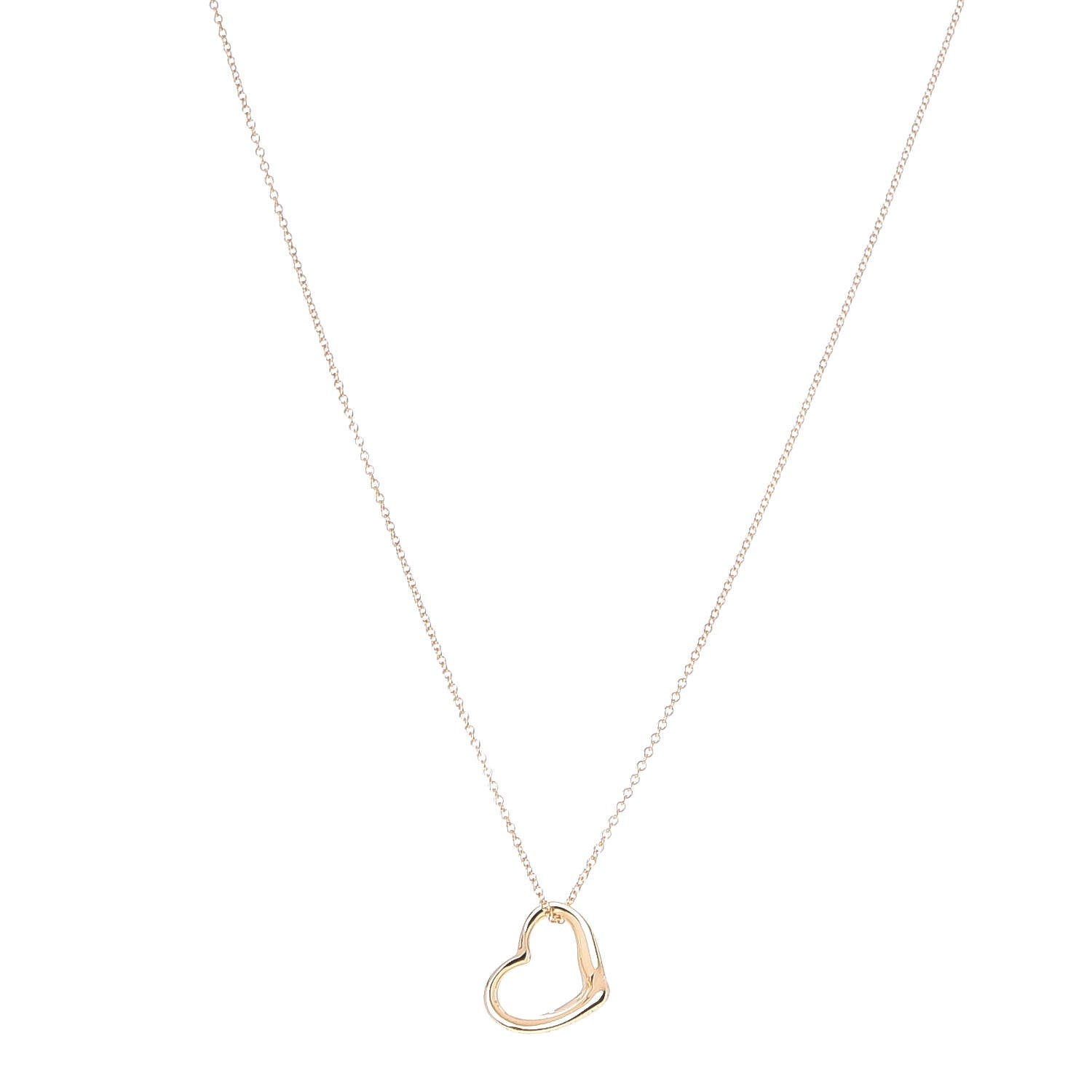 Tiffany 18K Yellow Gold Elsa Peretti Small Open Heart Pendant Necklace 1 of 8