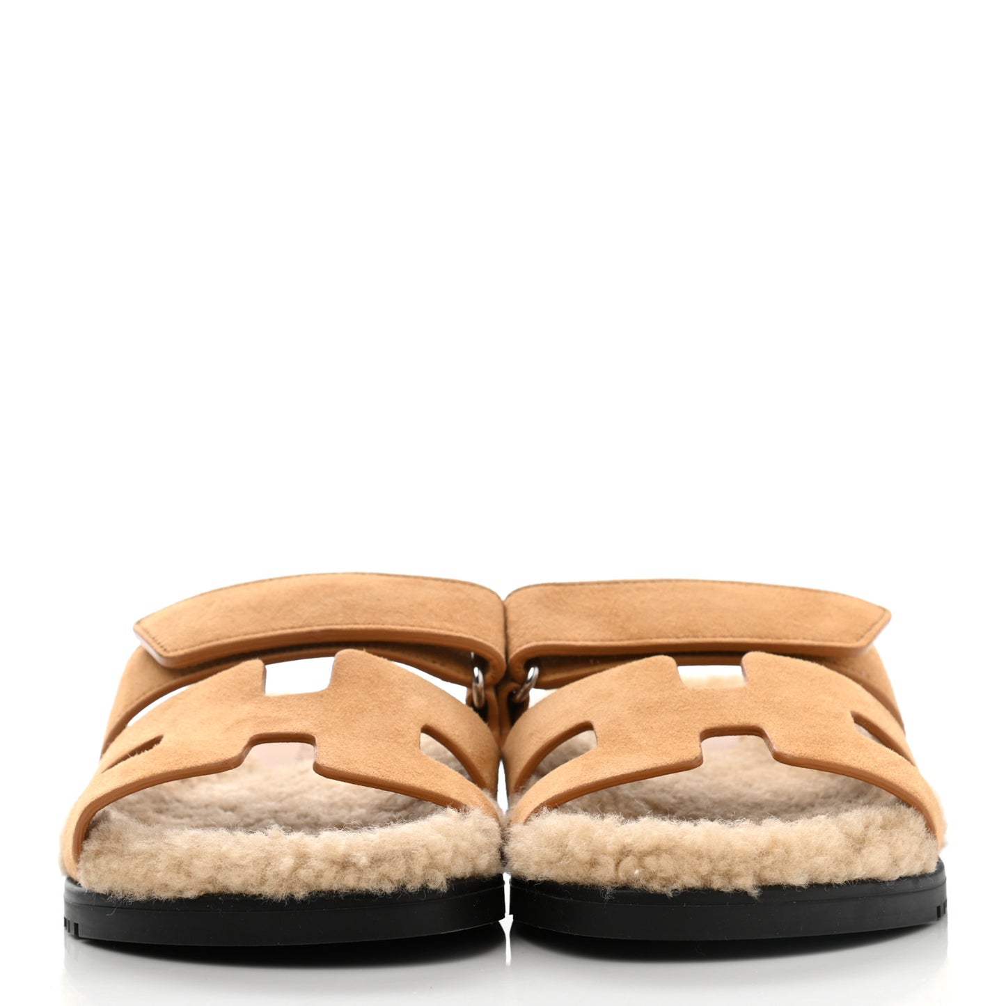 Suede Goatskin Woolskin Womens Chypre Sandals 36.5 Golden Beige