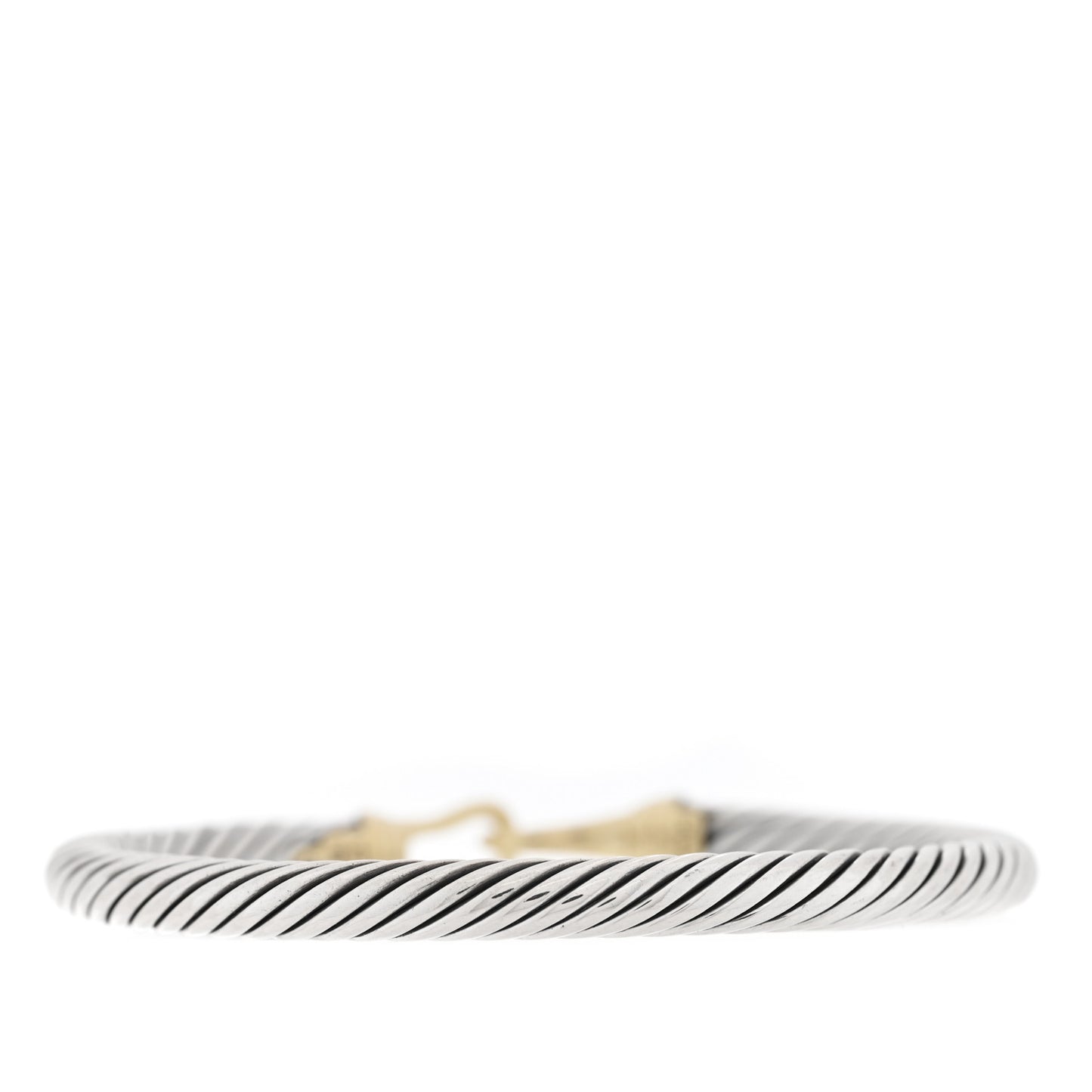 Sterling Silver 14K Yellow Gold 5mm Cable Classic Buckle Bracelet