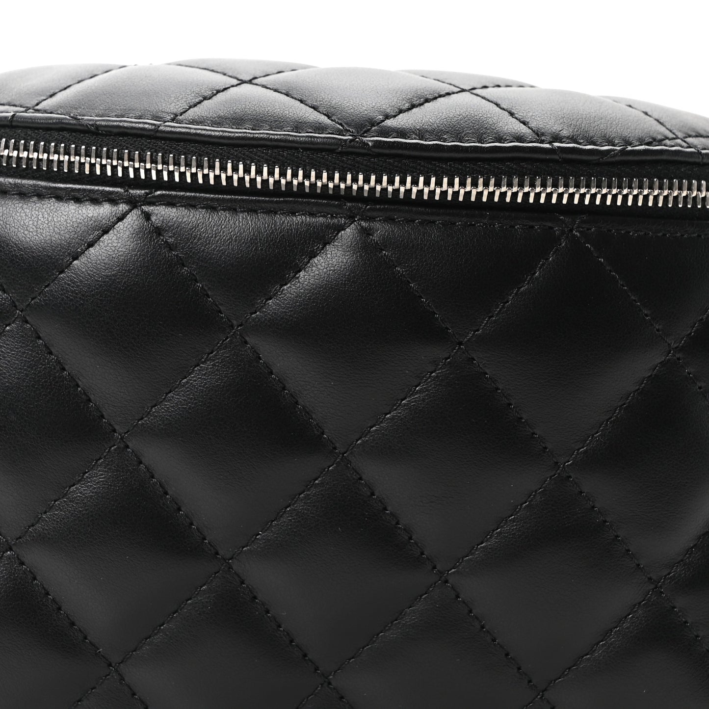 Calfskin Quilted Uniform Waist Belt Bag Black