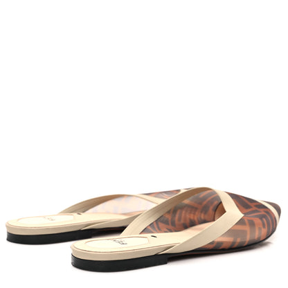 Fendi Technical Mesh Vitello FF Colibri Flat Mules 39 Tobacco Moro Camelia 5 of 10