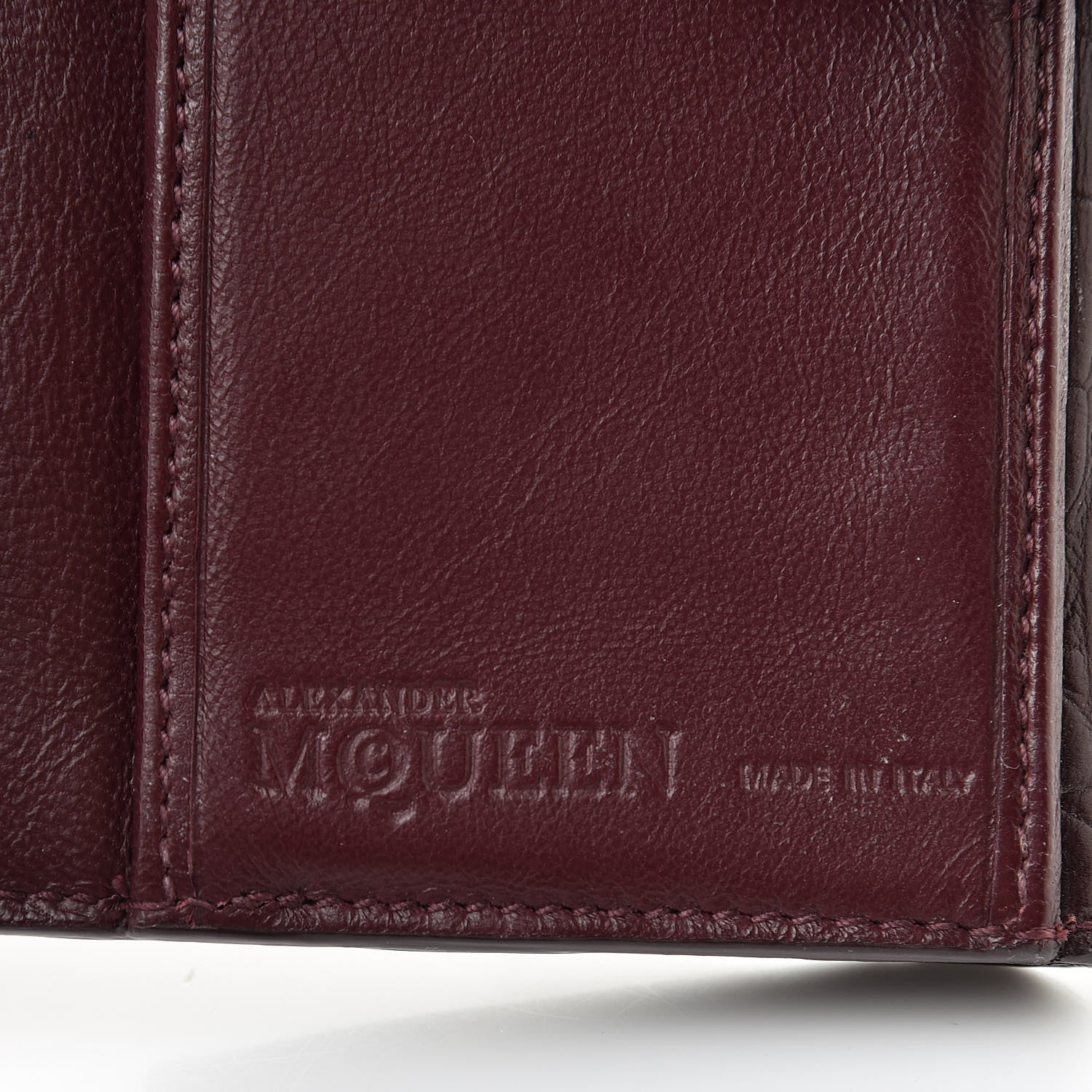 Alexander McQueen Silky Calfskin Crocodile Embossed Skull Continental Wallet Bordeaux 7 of 10