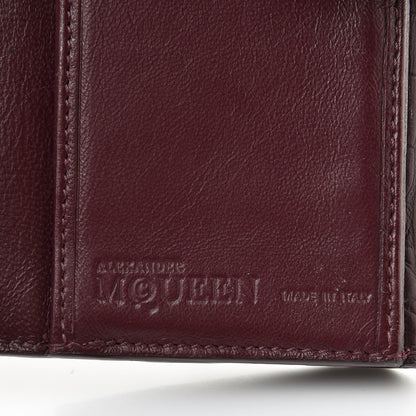 Alexander McQueen Silky Calfskin Crocodile Embossed Skull Continental Wallet Bordeaux 7 of 10
