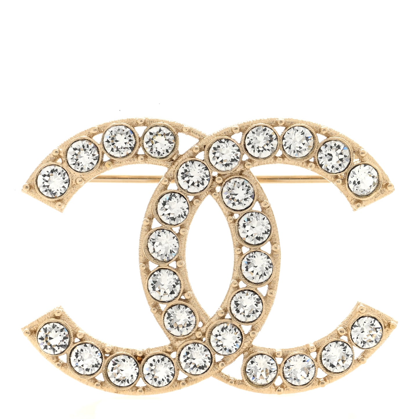 Crystal Coco's Pearls CC Brooch Light Gold