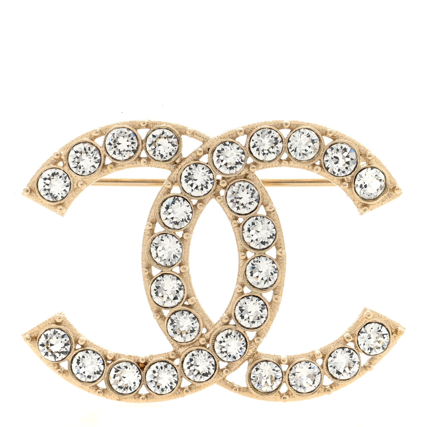 Chanel Crystal Coco's Pearls CC Brooch Light Gold 1 of 3