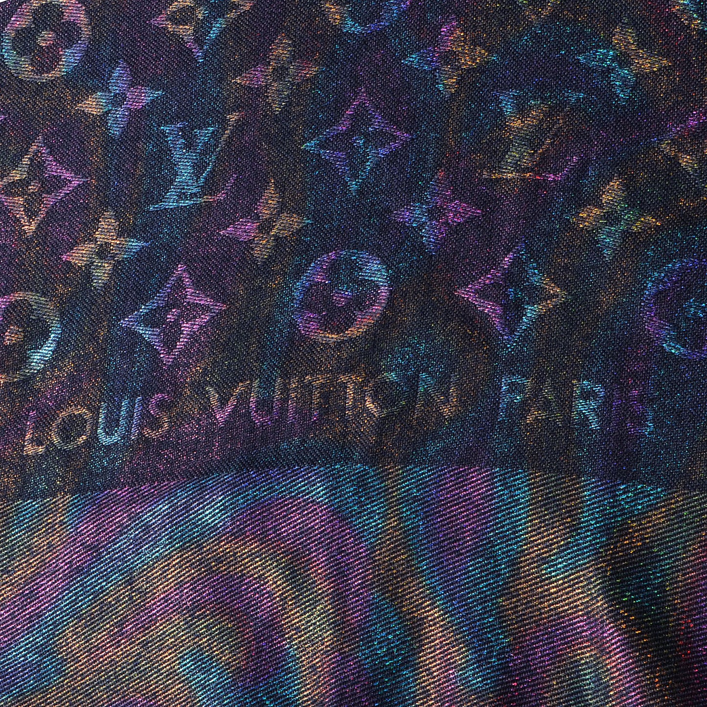 Chale Monogram Plume Shawl Blue Nuit