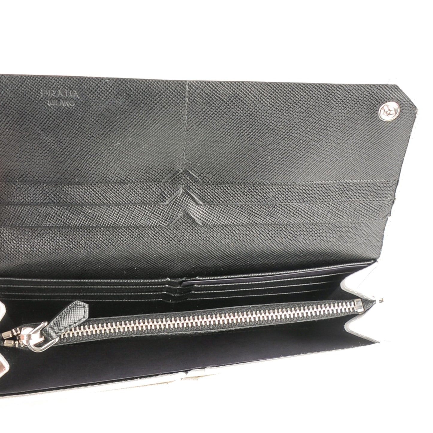Saffiano Corner Continental Flap Wallet Talco Black
