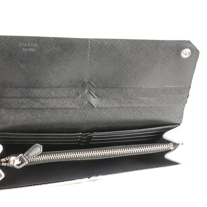Prada Saffiano Corner Continental Flap Wallet Talco Black 5 of 8