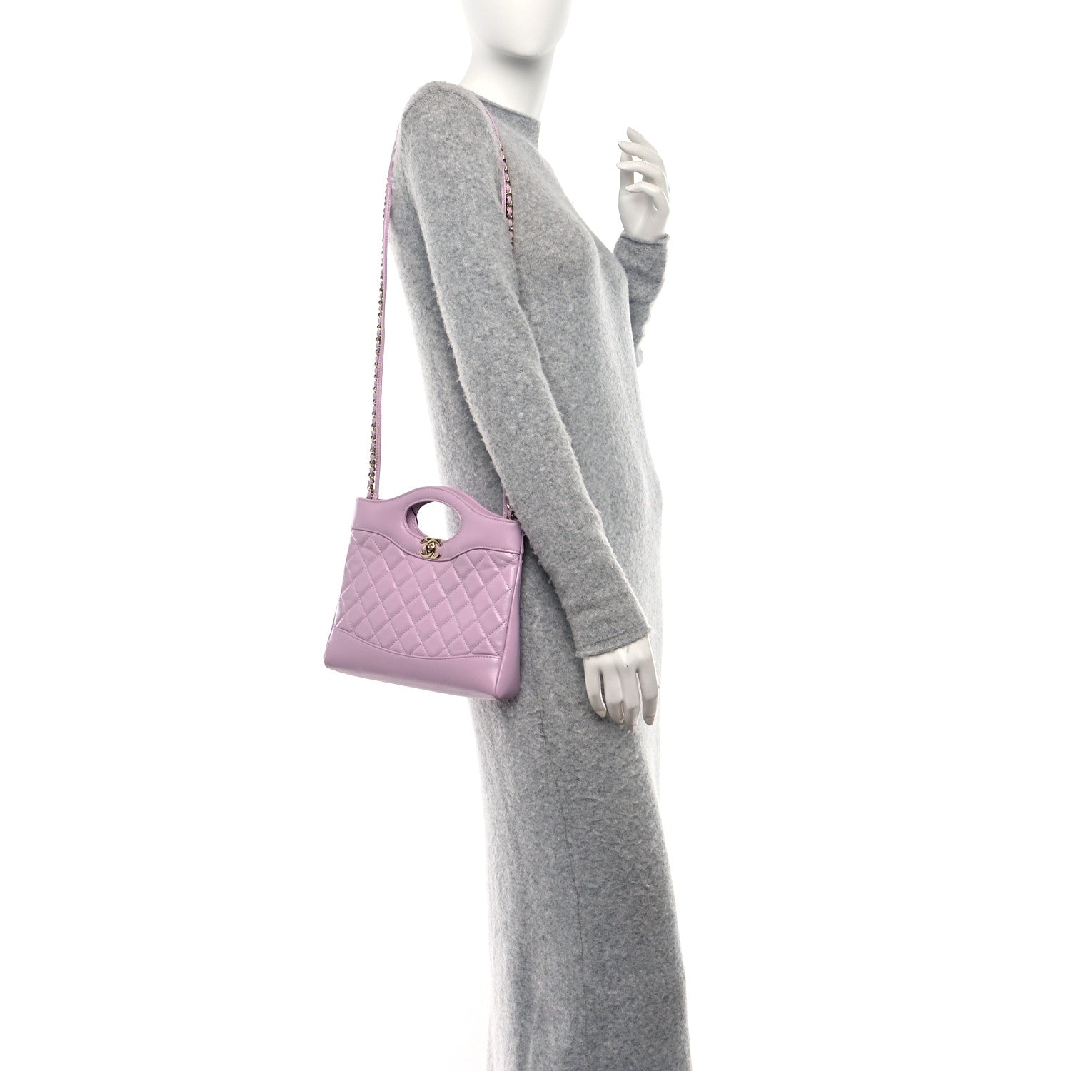 Chanel Shiny Lambskin Quilted Mini 31 Shopping Bag Light Purple 2 of 9
